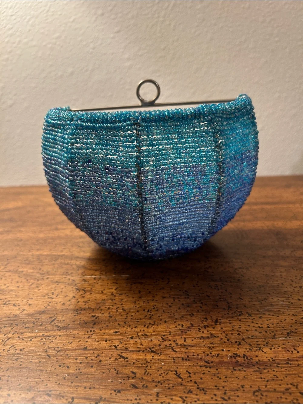 Vintage Y2K Pier One Blue Glass Beaded Tea Light Wall Sconce